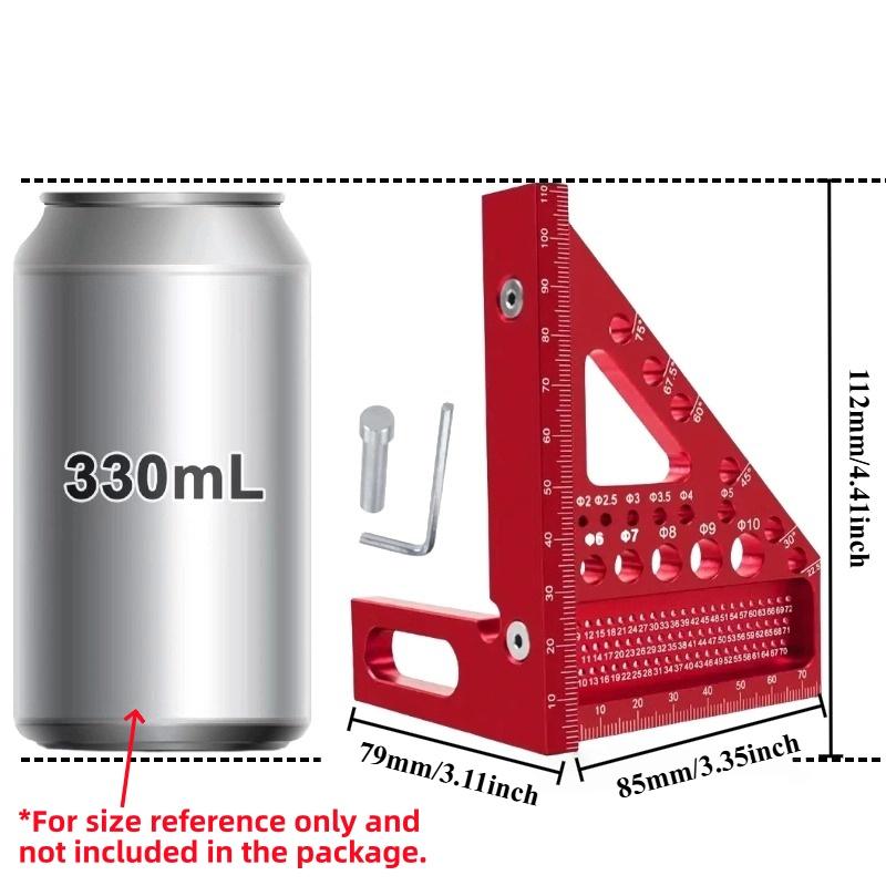 Precision Aluminum Alloy / Plastic Woodworking Square W/ Dowel Pins - Multi-Angle Scriber & Miter Ruler for Carpenter & Engineer