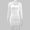 Spring/Summer 2025 Women's European/American Bodycon Dress - Sexy Square Neck, Mesh Long Sleeves