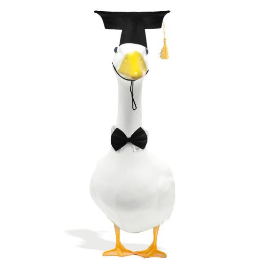 Yousheng 1 Set Lawn Goose Graduation Outfits Black Bachelor Hat Bowknot Tie Outdoor Yard Paty Goose Statue Decoration Dress-up Clothing Costume