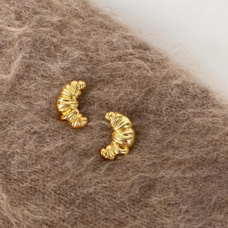 DOUDOUSTORE Silver Needle Good Texture Croissant Earrings Design Sense Interesting Personality Versatile Earrings золотой