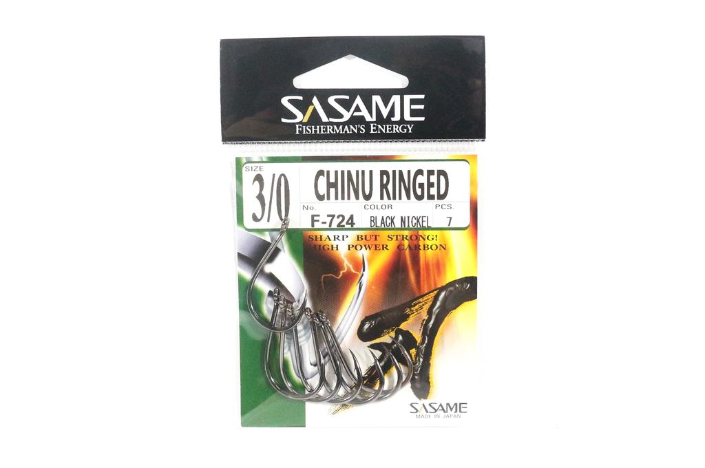 Sasame F-724 Chinu Ringed Offset Hook Black Size 3/0 (1218)