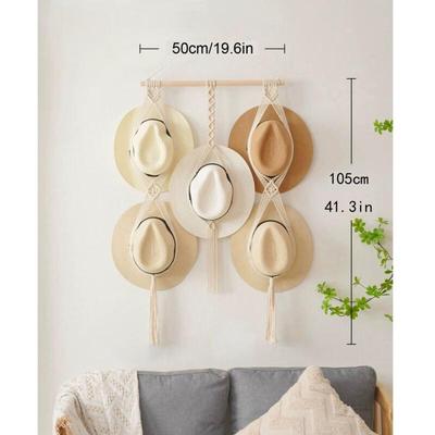 Nordic Style Hand-Woven Wall Tapestry with Hat Storage
