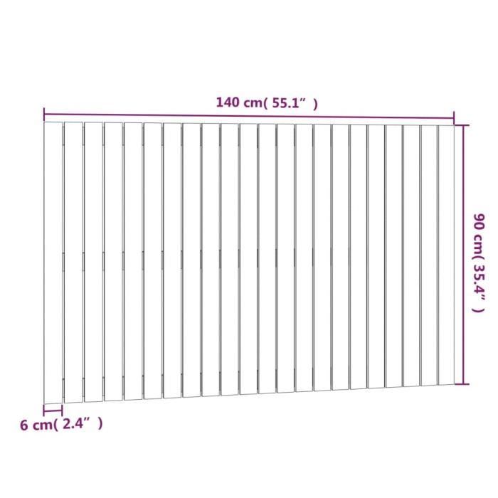 824918 vidaXL Wall-mounted Headboard 140x3x90 Cm Solid Pine Wood