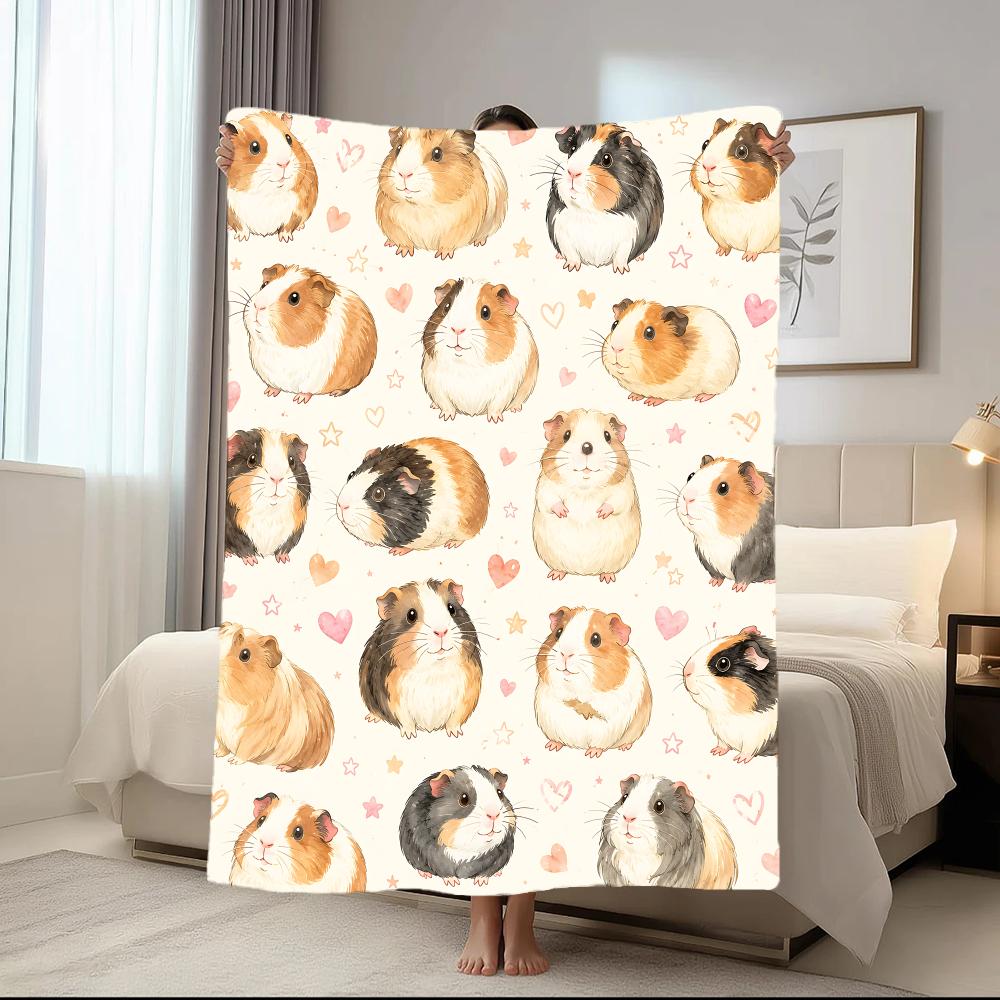 Fluffy Hamster Set Throw Short Plush Throw Blanket Soft Skin-Friendly Multi-Scene Home Office