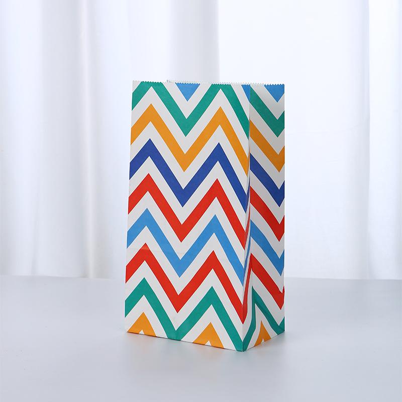 Spot Rainbow Striped Candy Bag - Colorful Party Decoration Gift Bag for Baking, Handleless Kraft Paper