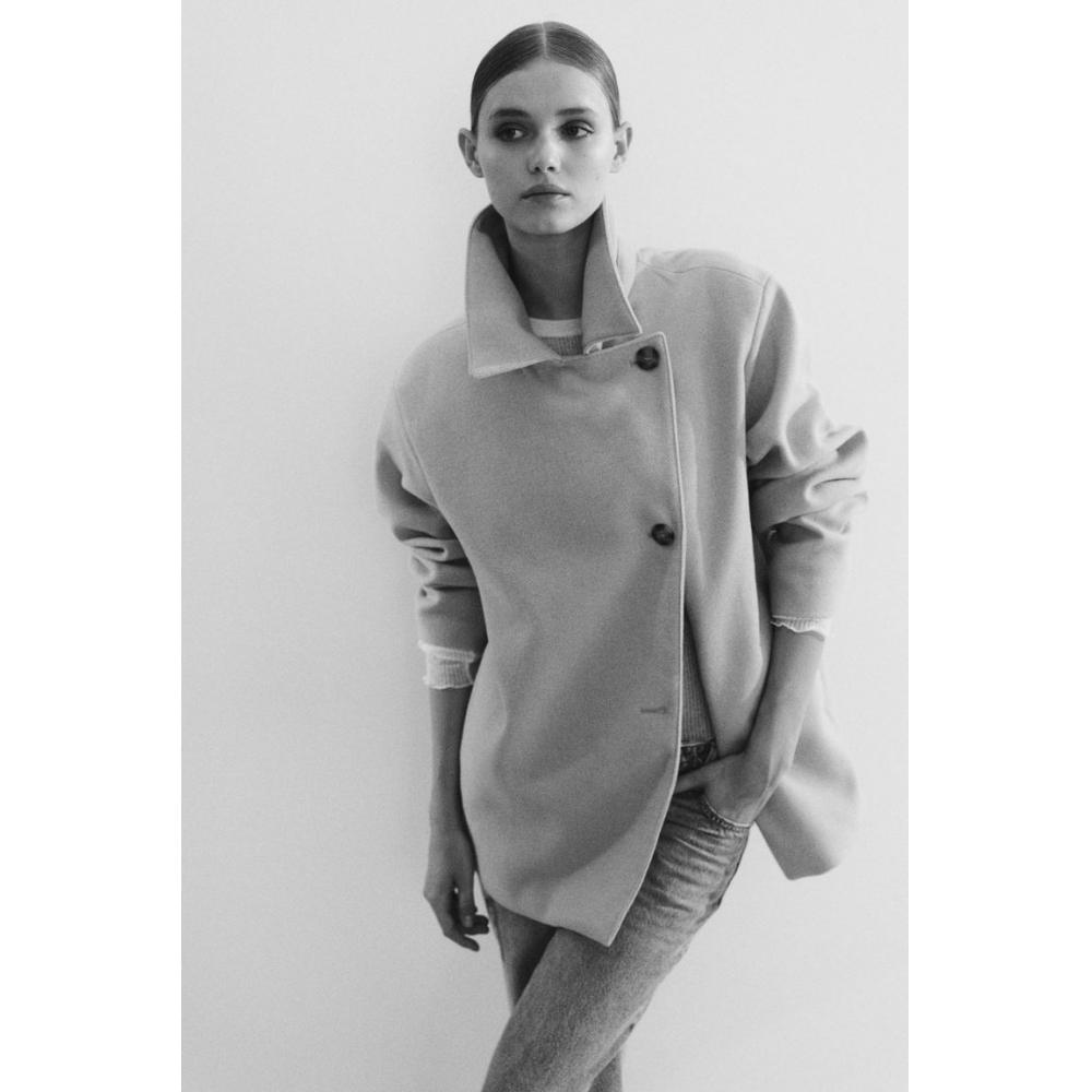 

H M oversized felt jacket beige