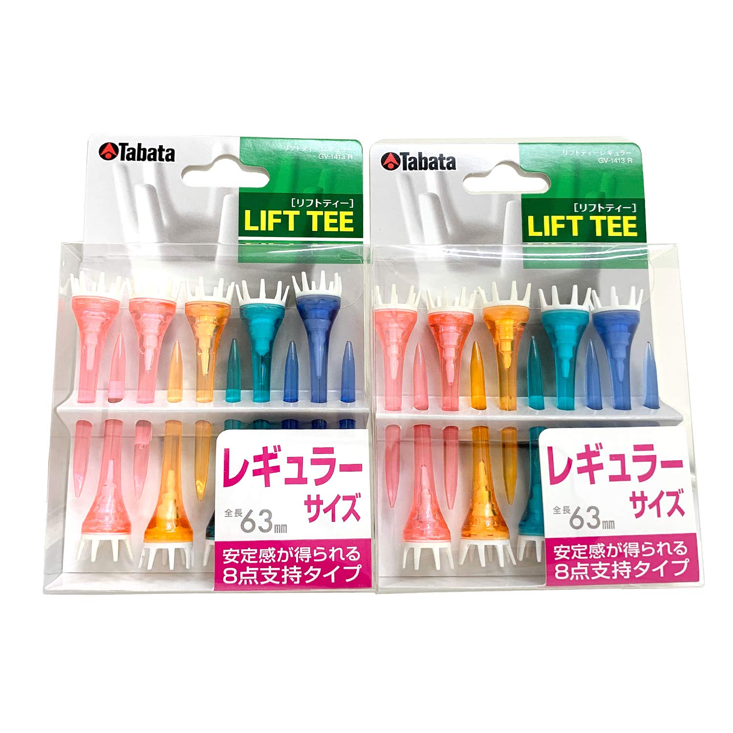 

Tabata Golf Plastic Lift Pack of 2 Limited Edition GV8009 Tee, Tee, Tee, Regular, 78mm, (10), Color,