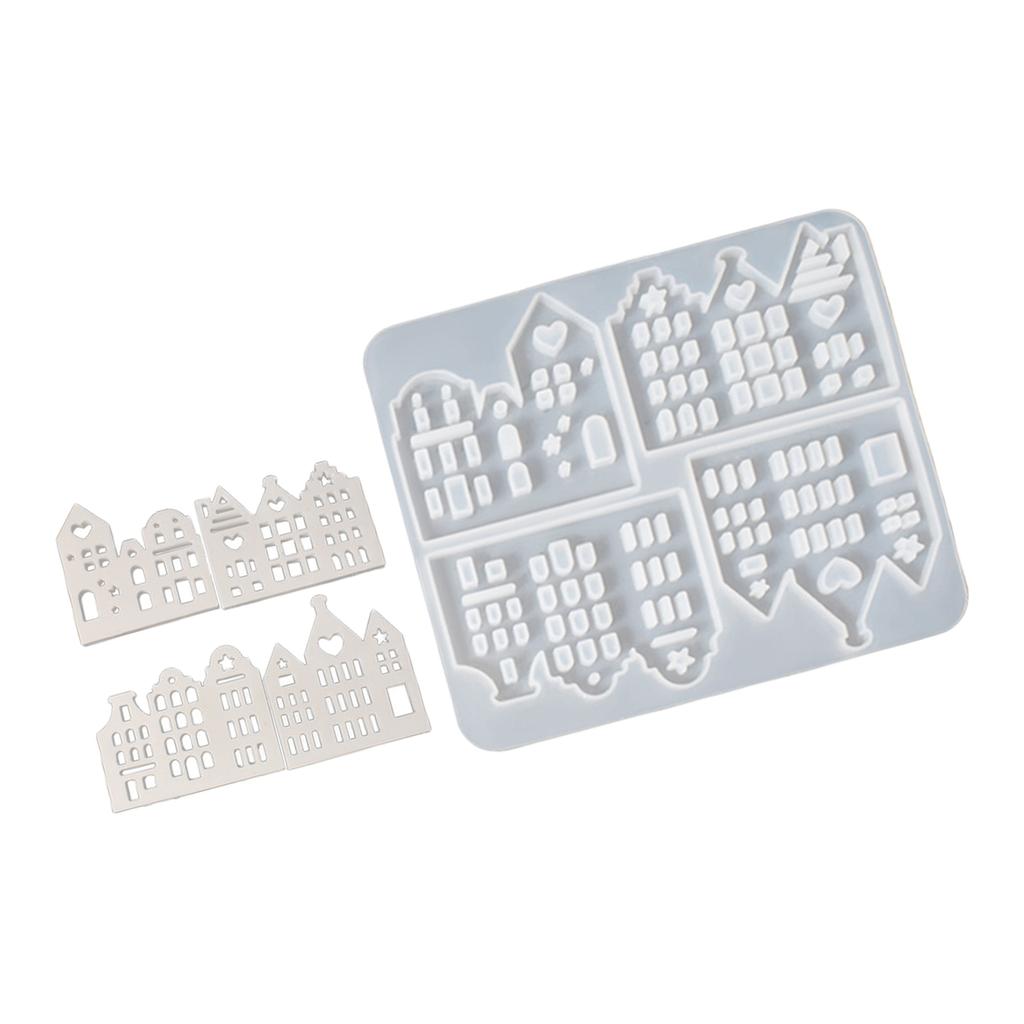 Silicone Mold Flexible Candle Holder Molds House Shape Hand-Making Ornament Moulds Suitable for Decors and Candle Making