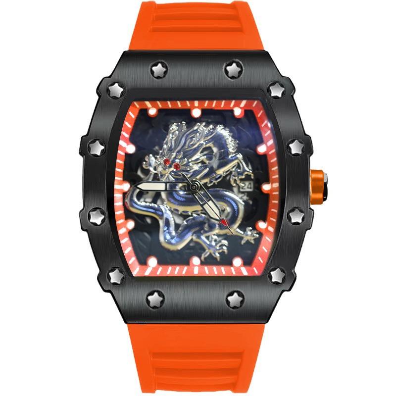 New Richard Domineering Silver Dragon Luminous Waterproof Men's Wristwatch