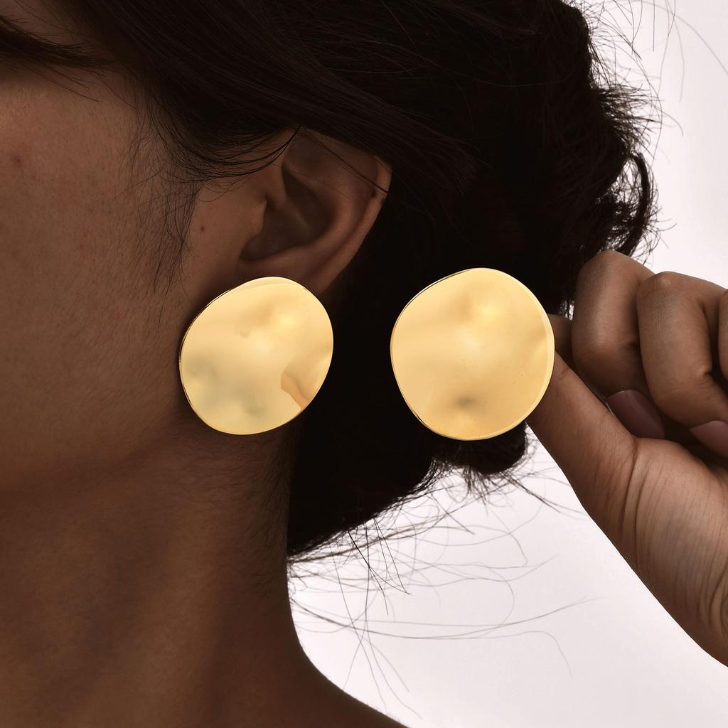 Übertriebene unregelmäßige große Ohrstecker für Damen, Edelstahl goldbeschichtet, große Ohrringe, geometrischer Luxusschmuck, Party