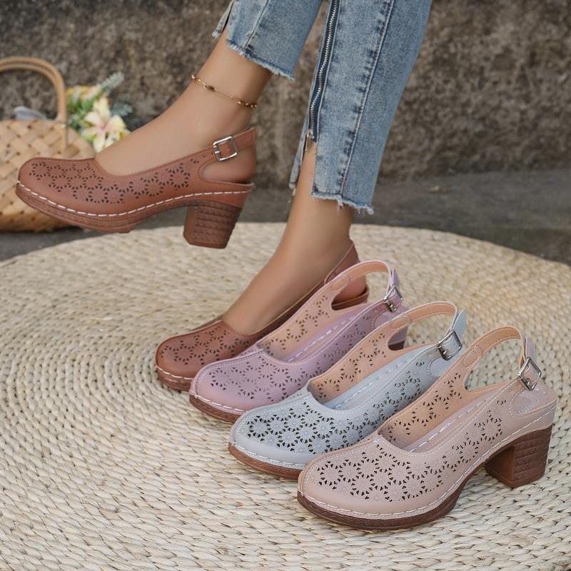 Plus Size Women Chunky High Heel Sandals