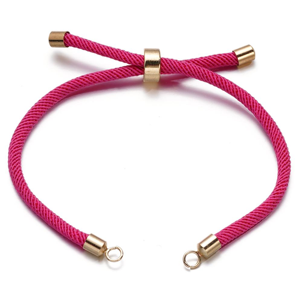 1pc Adjustable Nylon Braided Twisted Cords Slider Friendship Bracelets with Brass Cord End for Jewelry Making DIY Findings