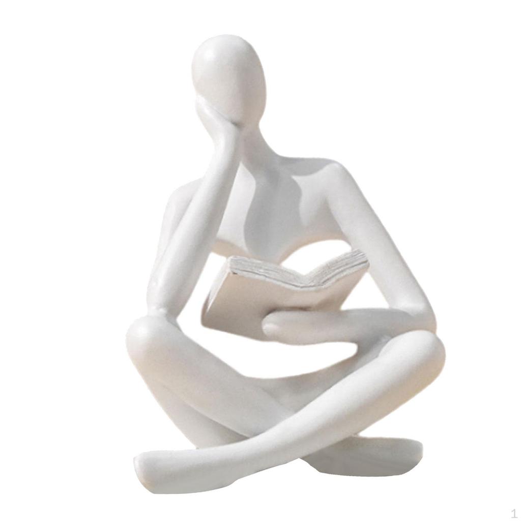 Abstraktní socha čtenáře Dekorativní figurka Socha Myslitele Ozdoba z pryskyřice Moderní