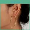Hexagon Geometric Contemporary Ear Rings With Electroplated Gold For Women