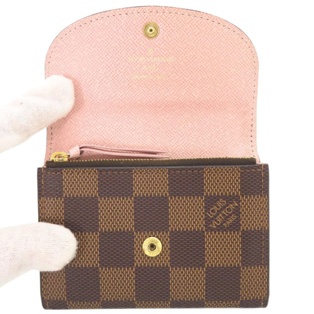 Used AUTHENTIC LOUIS VUITTON N64423 Damier Portomone Rosary coin purse Rose valerine