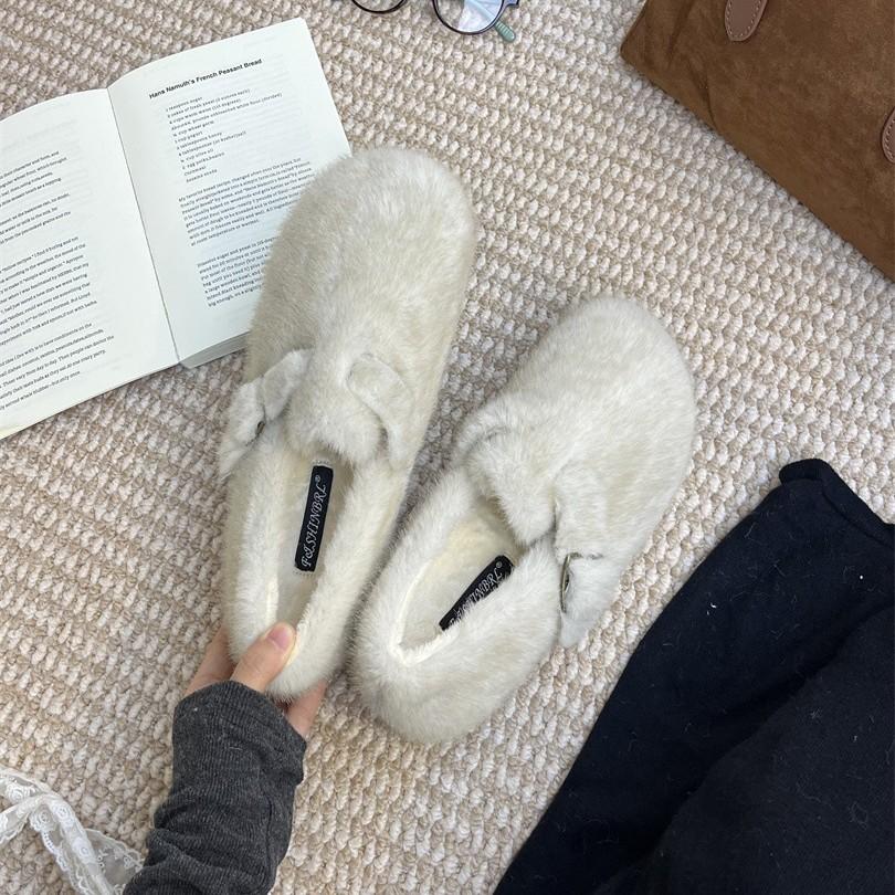 Mao Mao Slippers Women's Outer Wear 2025 New Autumn and Winter One-pedal Fashion Out Bag Head Half Drag Cotton Slippers Mao Mao Shoes