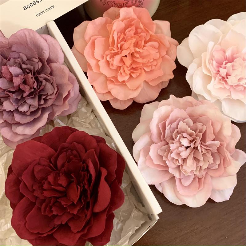 French Retro Peony Hair Clip Romantic Flowers Side Clip Duckbill Clip Hair Pin Woman Headwear Barrette Bridal Headdress