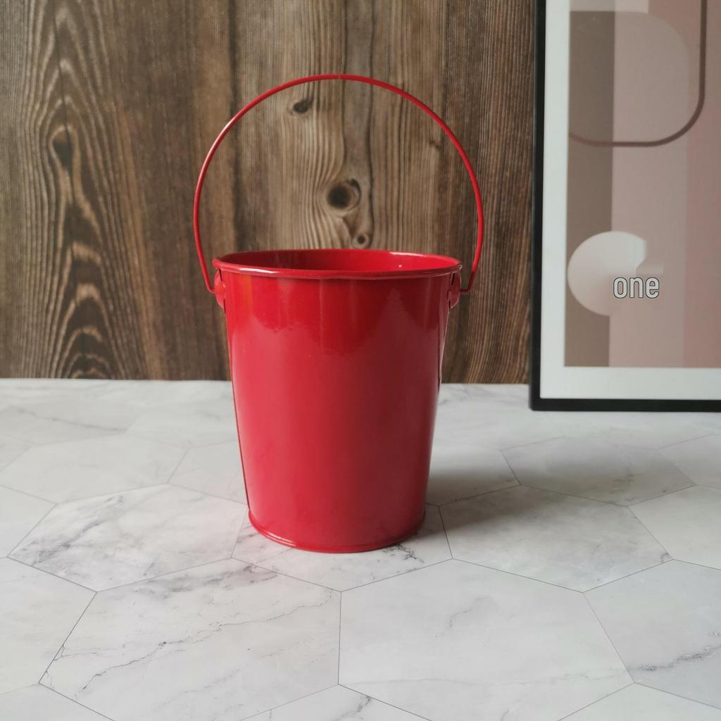 Tin Flower Pot with Hemp Rope Succulent Holder - European Pastoral Wrought Iron Bucket