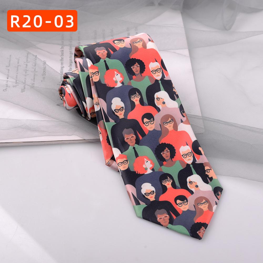 Retro Hong Kong Tie: Literary Casual Style with Animal & Floral Patterns for Men & Women