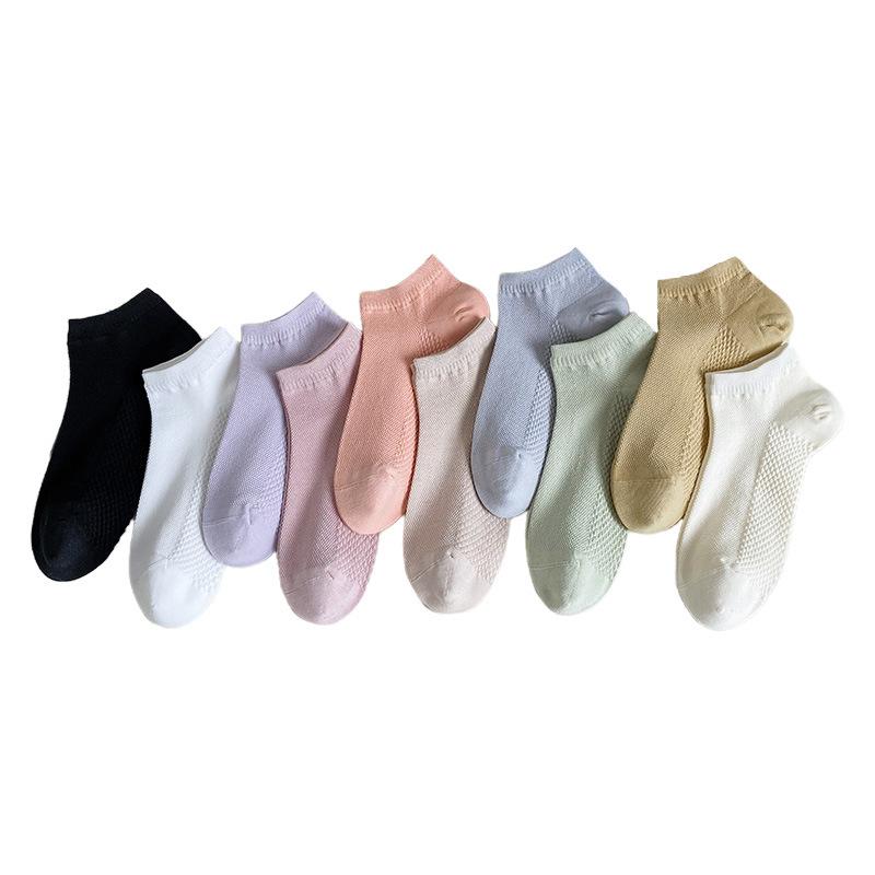 Sock Children Summer Lightweight Pure Cotton Massage Bottom with Mesh Ventilation, Breathable In Summer, Odor-resistant, Plain Color, Boat-style Socks