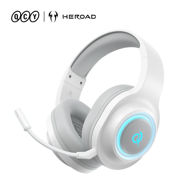 QCY Heroad V200 Wireless Gaming Headset Detach Mic RGB Over Ear Headphone Tri-Mode 7.1 Surround Sound for PC/PS4/5 Headset Gamer