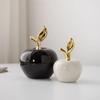 Simple Black Ceramic Apple 2 Sizes Home Decoration Ornaments Living Room Art Crafts Christmas White Apple Gift 1 Piece