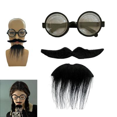 Barbas postizas Bigote falso Gafas con juego de lentes Bigote de anciano Barba postiza divertida Barba en el mentón para fiesta de Halloween