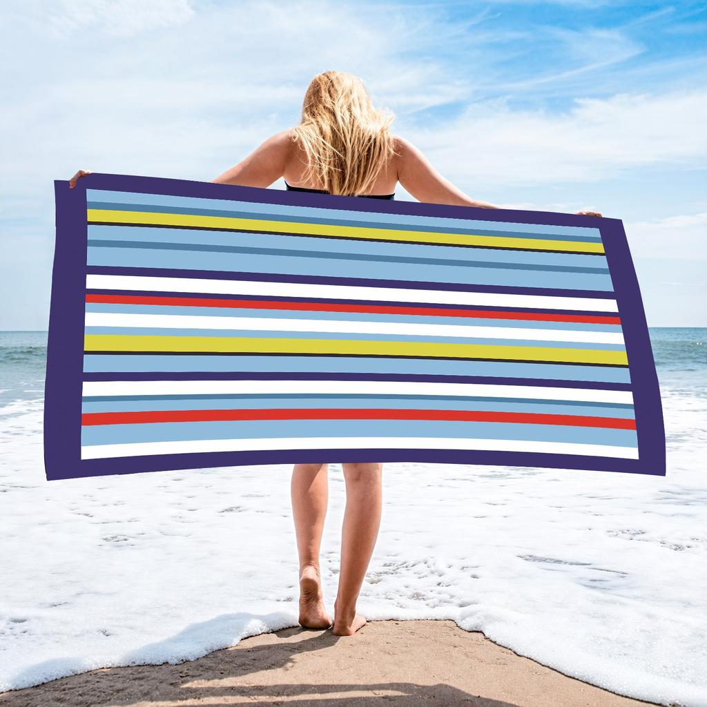 Buntes gestreiftes Strandtuch Polyester Schnelltrocknend Sandfrei Große Badetücher für Sommer Pool Schwimmen Urlaub Reise Decke