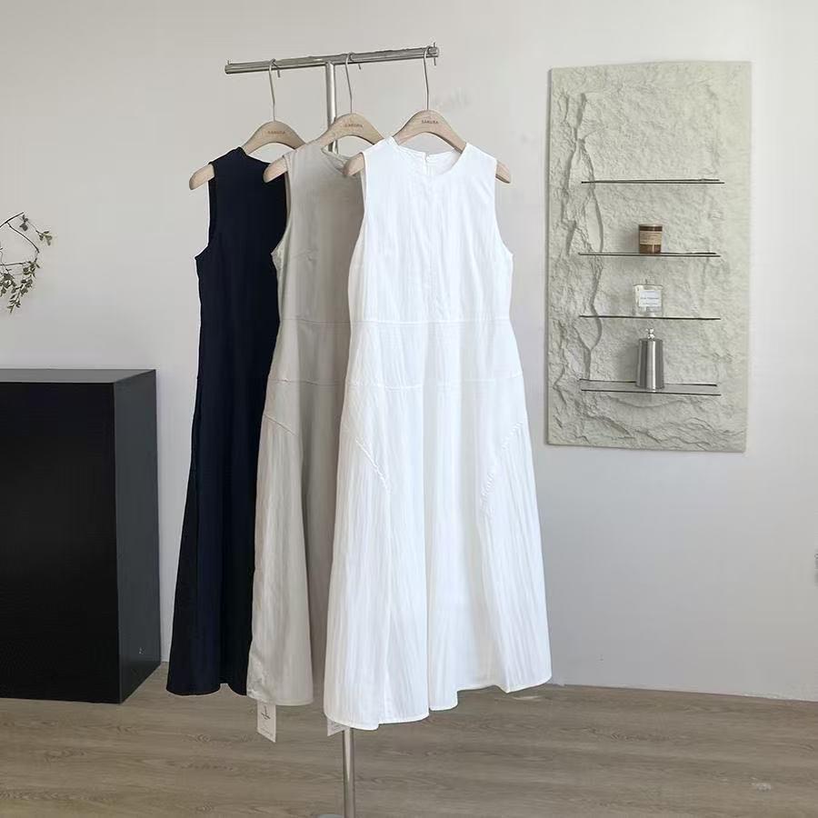 

Korean Style Summer Versatile Sleeveless Vest Dress, Round Neck, Mid-Length, Age-Reducing Design for Women L чорний