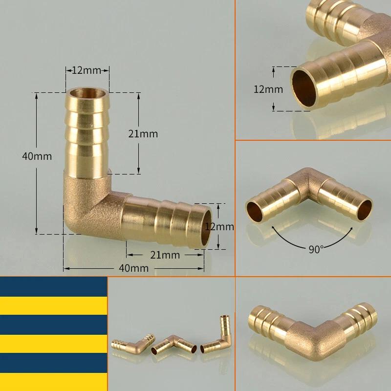 1~20pcs 90 Degree Elbow Brass Barbed Joiner Reducer Connector Pipe Hose Air Fuel Water Pipe Fitting OD 4/6/8/10/12/14/16/19mm