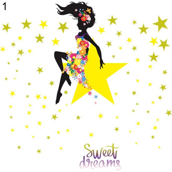 buy girl with stars print wall stickers removable self adhesive cartoon style sweet dream fairy sticker for home at affordable prices free shipping real reviews with photos joom