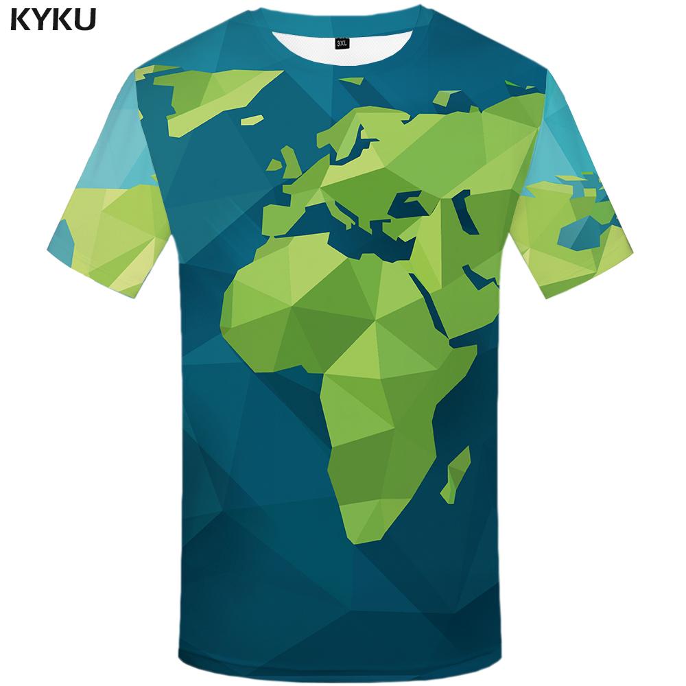 World Map T-shirt Men Retro Hip Hop Punk Rock Clothes Anime 3d Print T ...