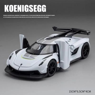 1/32 Schaal Die Cast Speelgoed Koenigsegg Jesko Supercar Legering Auto Model Geluid en Licht Pull Back Speelgoedauto voor Kinderen Verzamelobjecten Cadeau