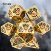 Set de zaruri poliedrice din metal solid, 7 bucăți, potrivit pentru jocuri de rol RPG, joc de masă, joc de cărți