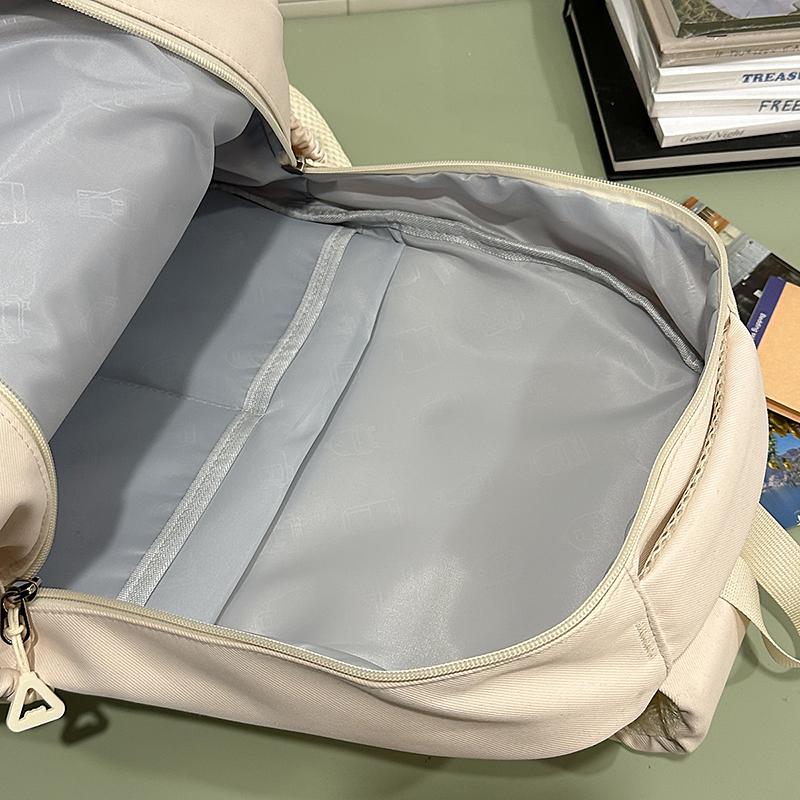 Letter Print Women's Backpack Large Capacity Computer Backpack Color Block Student Schoolbag