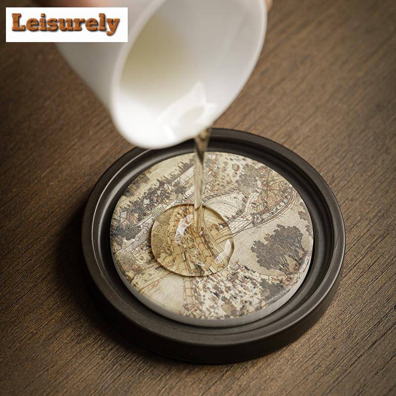 Retro Chłonne Elektryczne Drewniane Podstawki pod Kubki Boutique do Filiżanek Kawy Izolacja Cieplna Podkładki Akcesoria do Serwisów Herbaty Rękodzieło