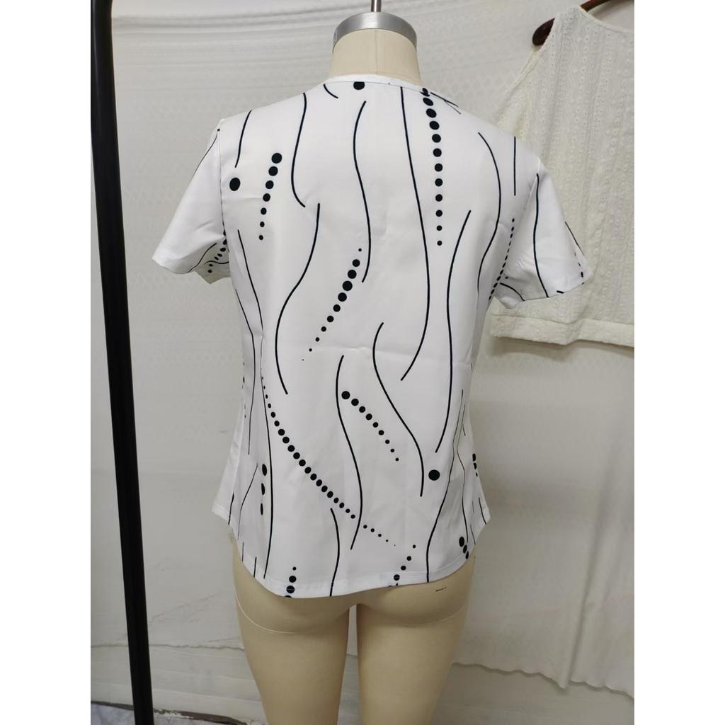 Fashion Casual Printed V-neck Top T-shirt for Women