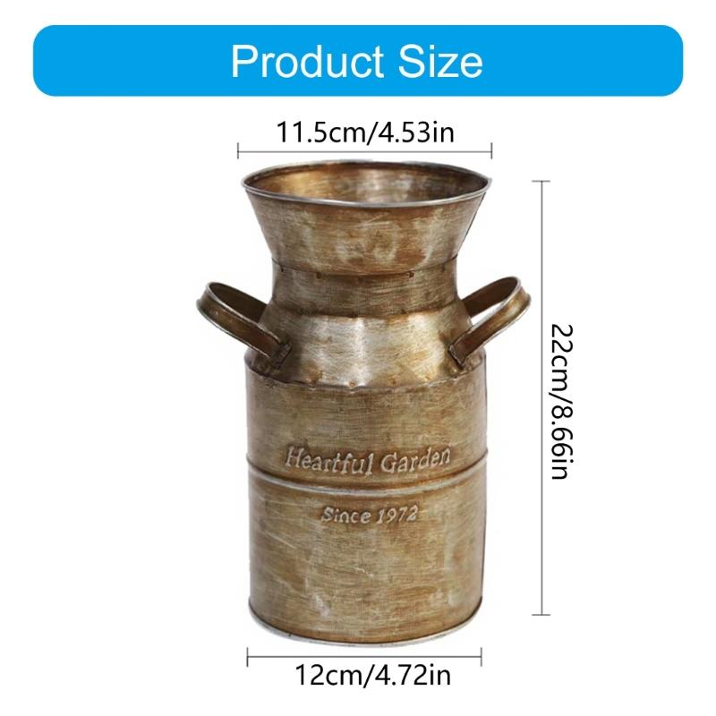 Fransk lantlig stil Antik blomvas Rural bordsdekorationer Inomhus Utomhus Bröllopsfestdekoration Järn Planteringskruka Hink