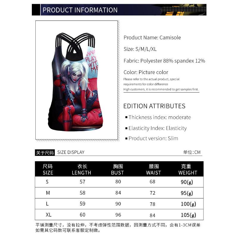 Movie Peripheral Clown Women Printed Halloween Strap Tank Top Fashion Sports Tank Top Yoga Clothing Women