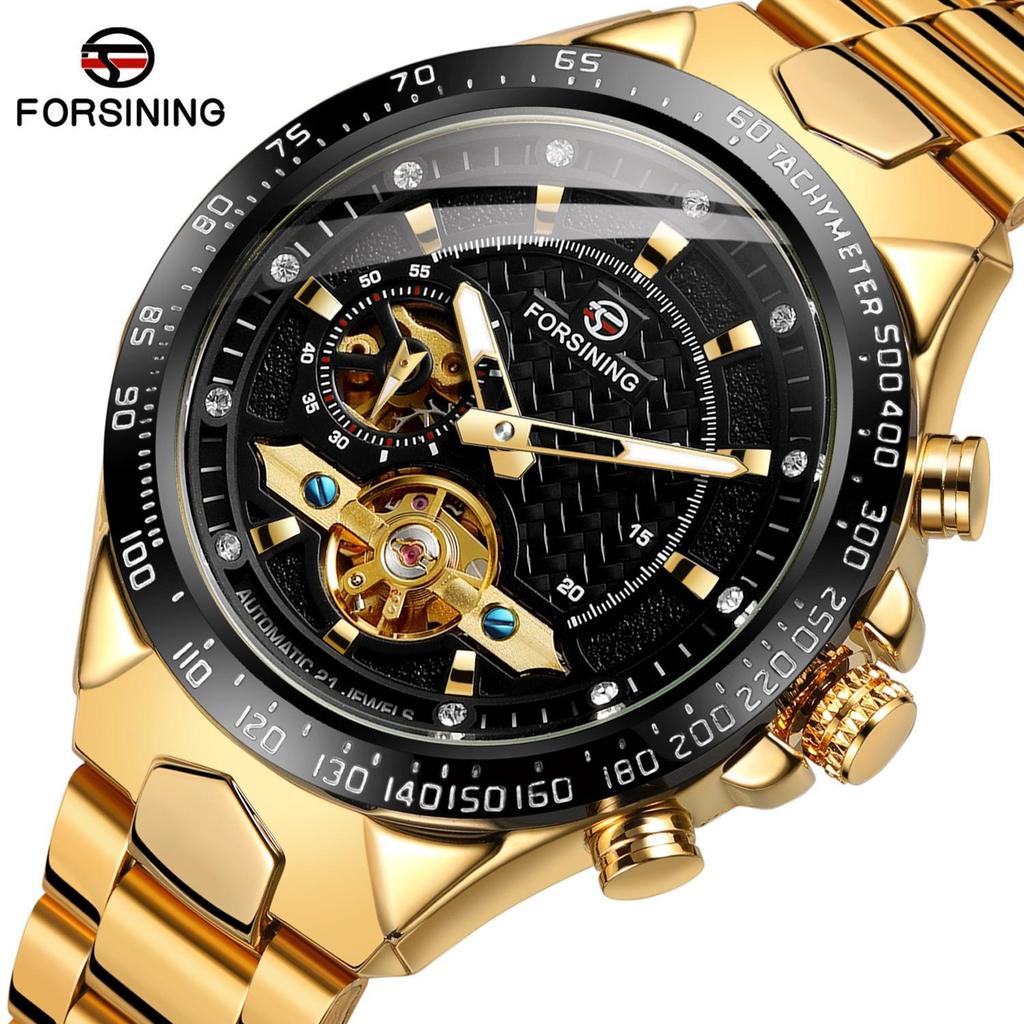Forsining Automatic Mechanical Men Wristwatch Hollow Sport Male Luxury Tourbillon Watch Independent Seconds Dial Wristwatch