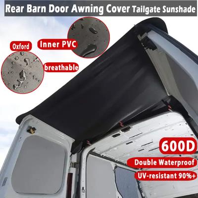 600D Rear Barn Door Awning Cover Black Fit for Ford Transit Custom 2013 Onwards for VW T5 T6 Campervan Wear-resistant Waterproof
