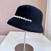 Delicate and elegant French small fragrance lampshade hat Fashion shining pearl chain basin hat women's banquet top hat