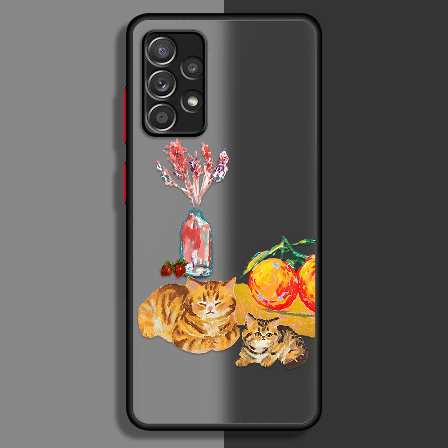 Creative Art Cat Case for Samsung Galaxy A53 A52S A72 A34 A36 A56 A55 A16 A15 A54 A14 A23 A73 A33 A17 A52 A35 Phone Cover