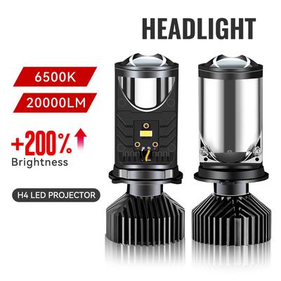 Projetor de lente LED H4 Mini lâmpada 20000LM Ventilador Farol para motocicleta Duplo alto baixo feixe 9-32V Plug&play Projetor de motocicleta
