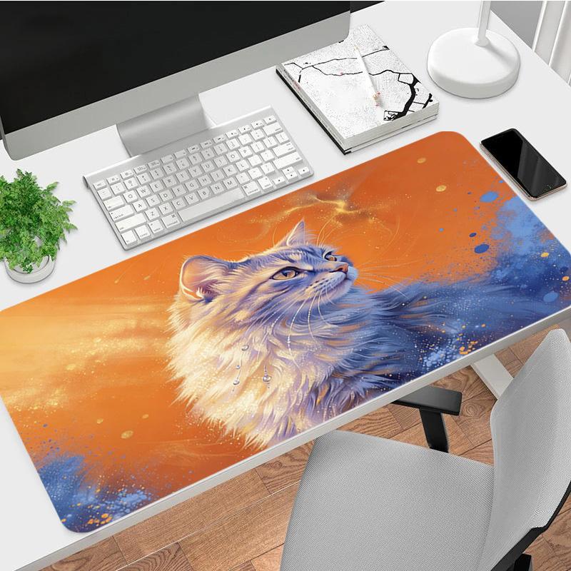 Cosmic Cat Xl Gaming Mouse Pad Nonslip Rubber Base Stitched Edge Waterproof Desk Mat For Pc Laptop Gamer Office Computer Accessories C92719