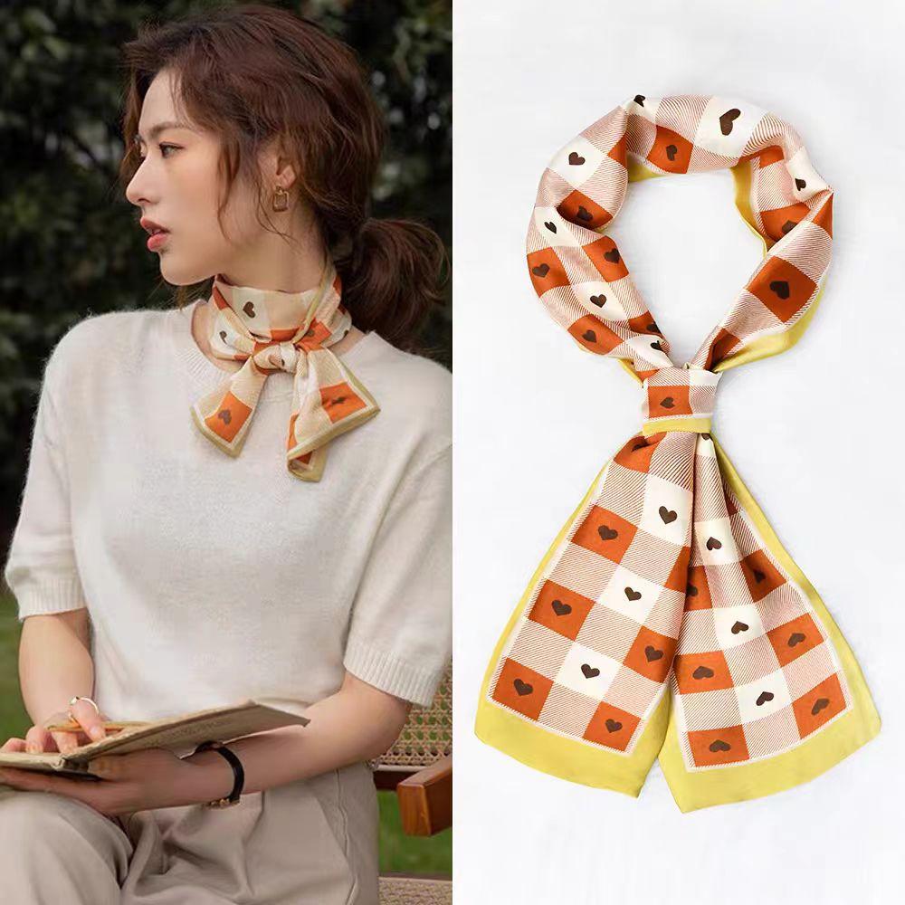 Luxury Design Silk Skinny Scarf For Women Fashion Hair Bands Neckerchief Soft Satin Lady Hands Bag Ribbon Neck Tie Scarf Female