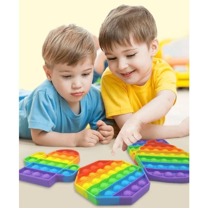 Innovative 12cm Rainbow Silicone Sensory Bubble Toy For Kids With Colorful Shapes