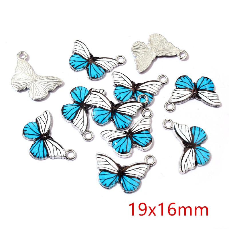 10pcs 21x15mm 19x16mm Colorful Butterfly Charms Pendant Enamel Metal Charms Necklace Bracelet DIY Jewelry Making Accessories