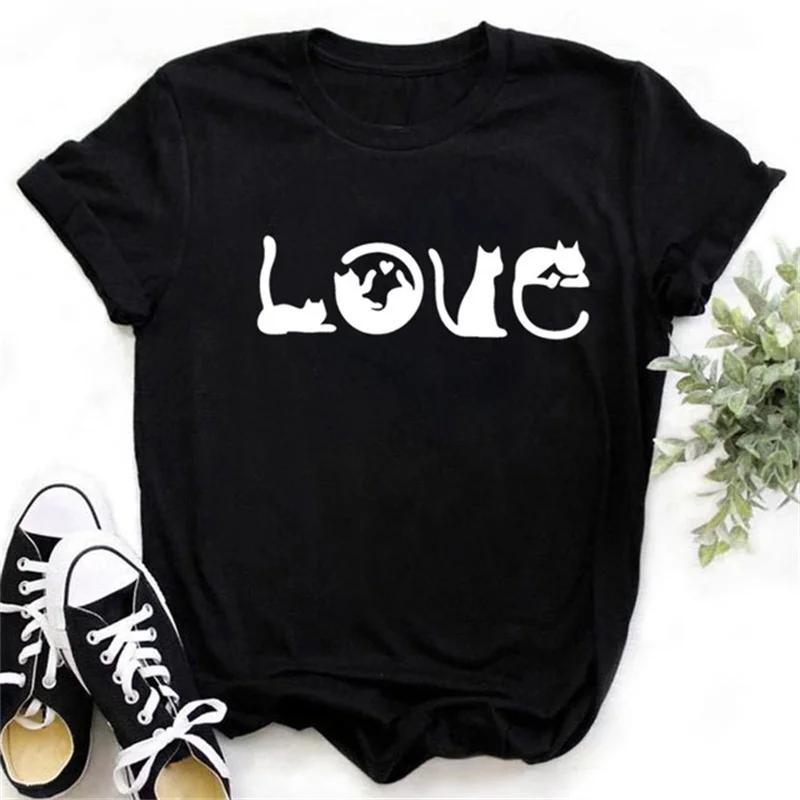 Maycaur Cute Paw Women T Shirt Fashion Cat MOM Printed Woman Tops Harajuku Punk O-neck Top Tee Black Shirt T Female T-shirt