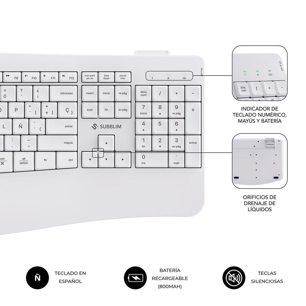 Keyboard and Mouse Subblim SUBKBC-DCOPW1 White Spanish Spanish Qwerty QWERTY